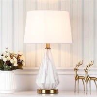 ourfeng ceramic table lamp bedside led luxury desk light fabric home decorative for foyer dining room bed room office