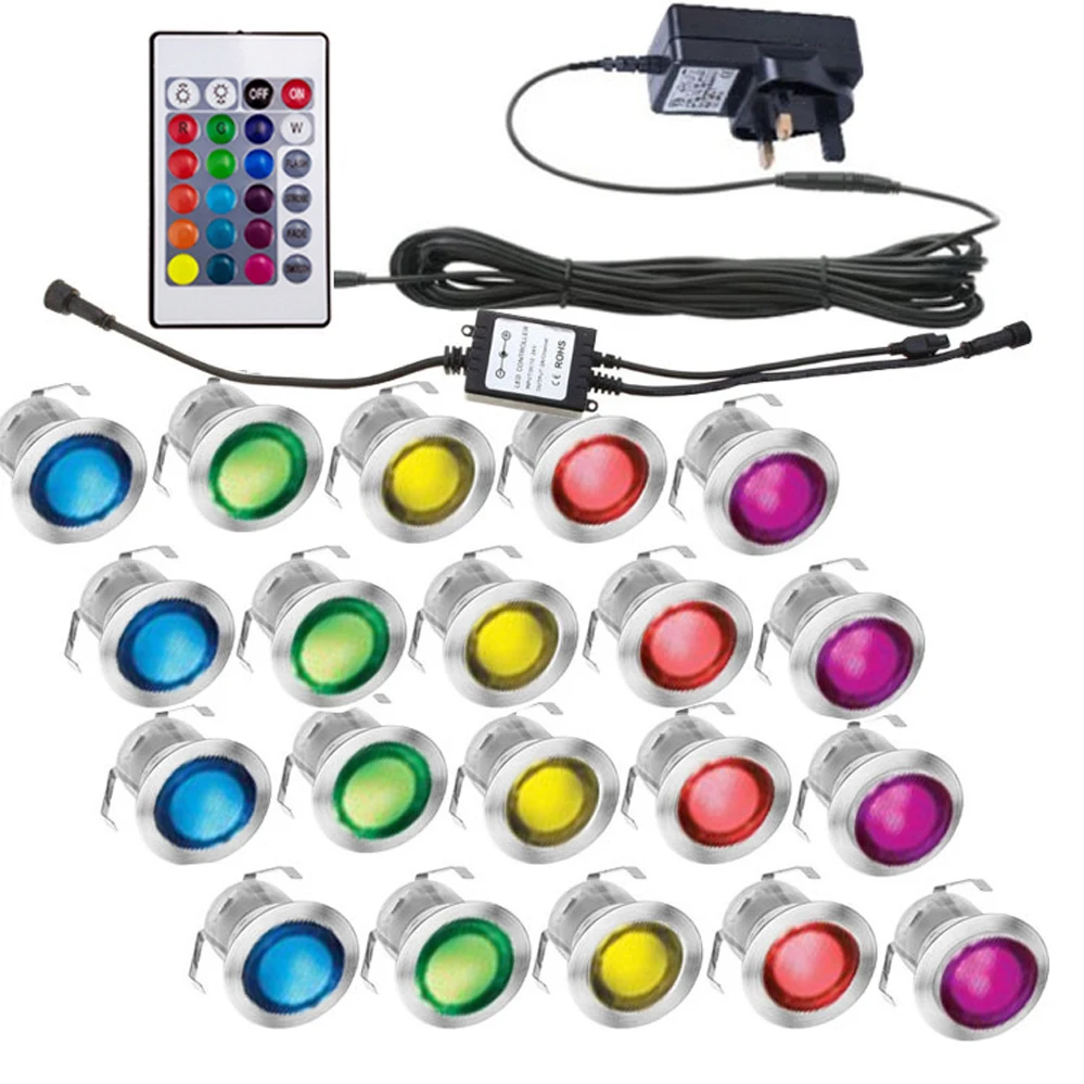 16 шт. светодиодный палуба светильник 12V RGB 24key Дистанционное IP67 Водонепроницаемый