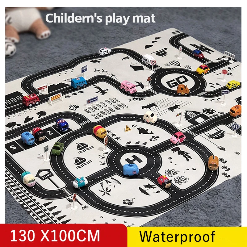 

Водонепроницаемый игровой коврик для детей, автомобиль, городская сцена, Дорожная карта, обучающая игрушка для детей, малышей, игровой коврик M01