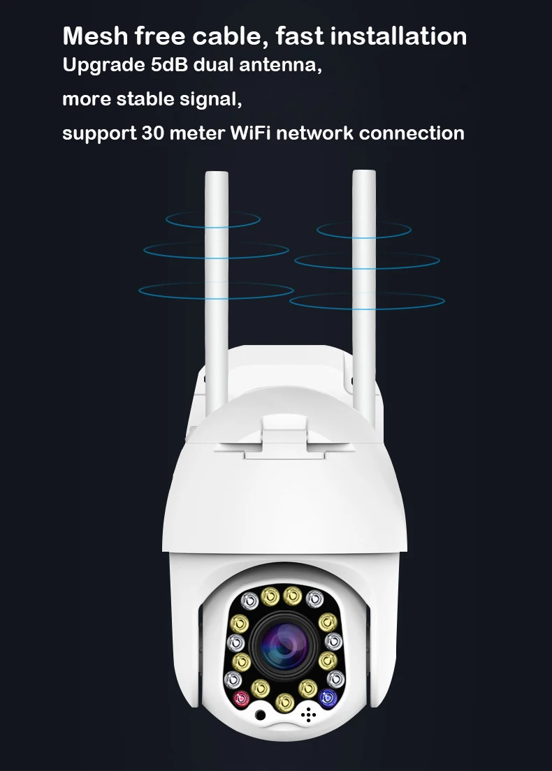 17 светодиодный открытый сигнал движения 2MP ip-камера WiFi 4X цифровой зум двойная антенна скоростная купольная камера с сиреной светильник Облачное хранилище