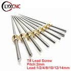 Свинцовый винт T8 1 мм2 мм4 мм8 мм12 мм14 мм шаг 2 мм OD 8 мм L 600 650 700 750 800 850 мм с гайкой для 3D-принтер с ЧПУ