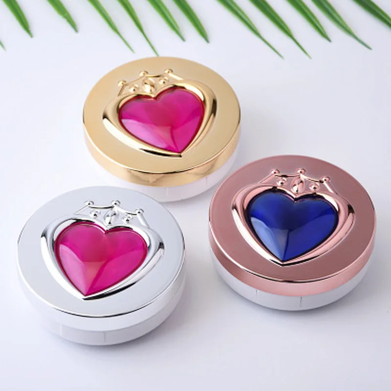 2019 роскошный контейнер для контактных линз в форме сердца с зеркальным