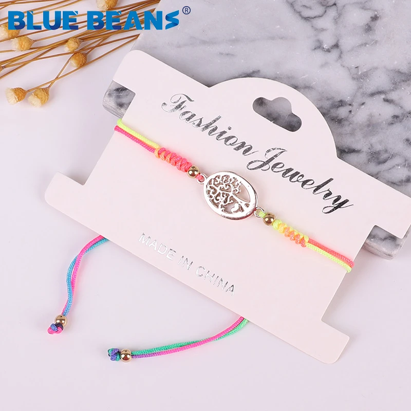 Браслет женский Дерево жизни с плетеным веревкой и бусинами | Украшения