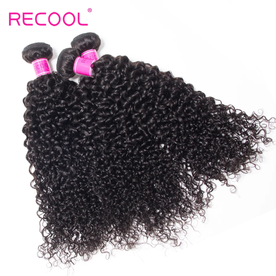 Recool Волосы Кудрявые пучки с закрытием 6X6 5х5 Кружева Закрытие пучками Remy