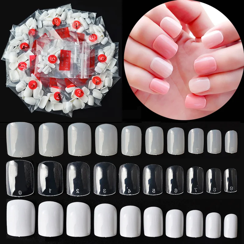 1 упаковка из 500 штук Короткие накладные ногти в квадрате овальные