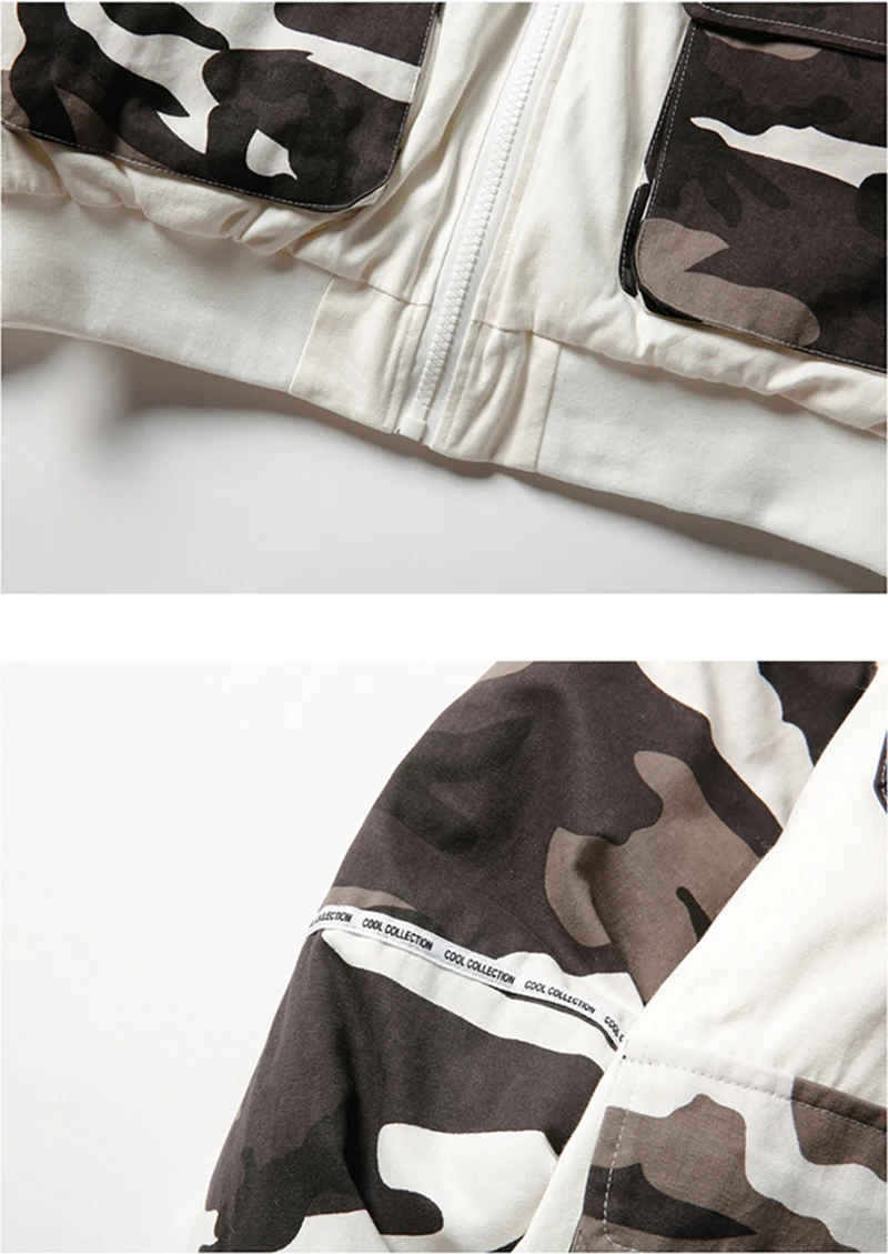 

RHYMONSTER Camouflage Patchwork Stand-Up Collar Baseball Uniform Parkas 2021 Hip Hop Loose Coats Mens High Street Fashion Tops