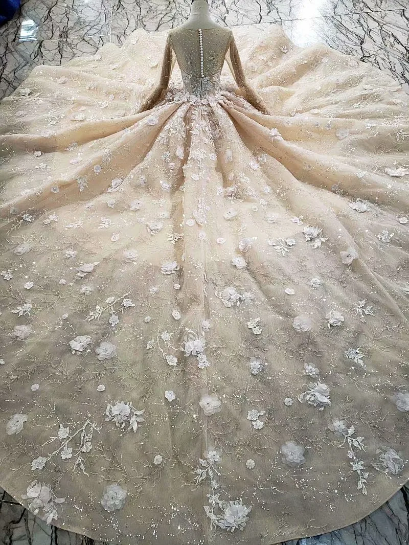 CloverBridal дорогой достойные Иллюзия слоновой кости с длинными рукавами Длина до
