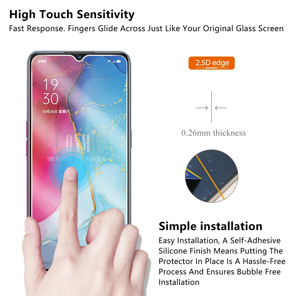 

Reno3 Tempered Glass For Oppo Reno 3 Screen Protector 2.5D 9H Tempered Glass For Oppo Reno 3 Youth Protective Film