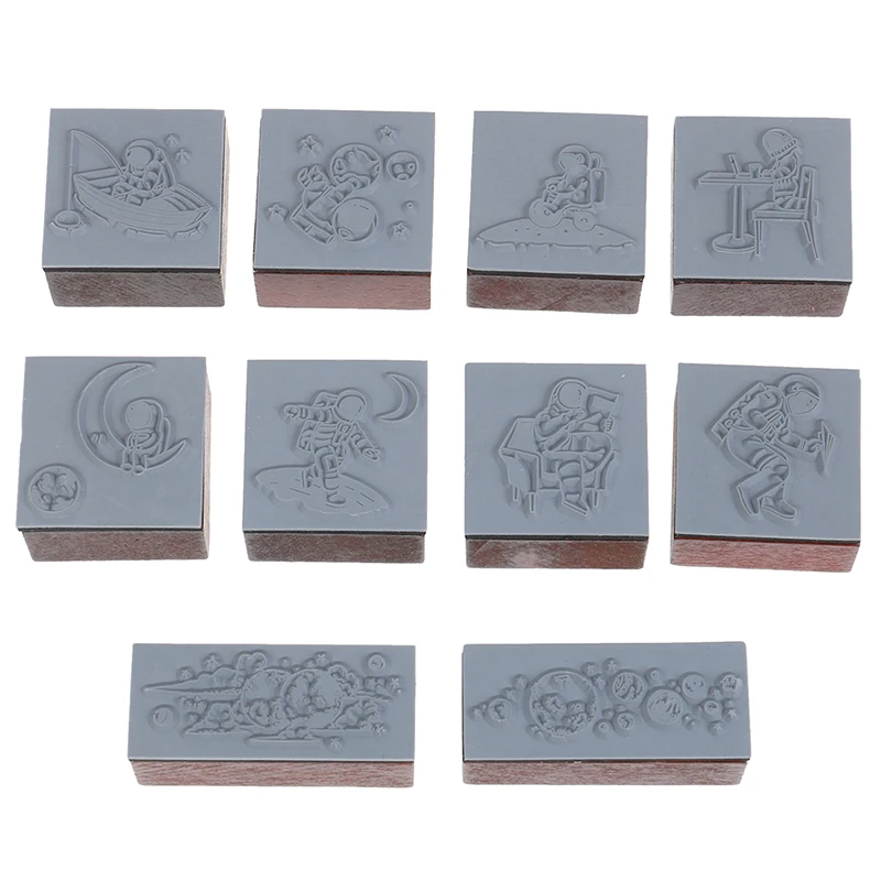 Деревянные и резиновые штампы астронавта серии Moon Planet для скрапбукинга ручная