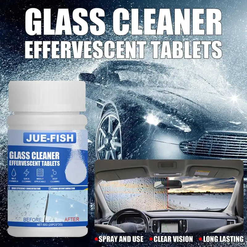 

25/50pcs Car Solid Cleaner Effervescent Tablets Spray Cleaner Car Window Windshield Glass Cleaning Auto Cleaning Accessories