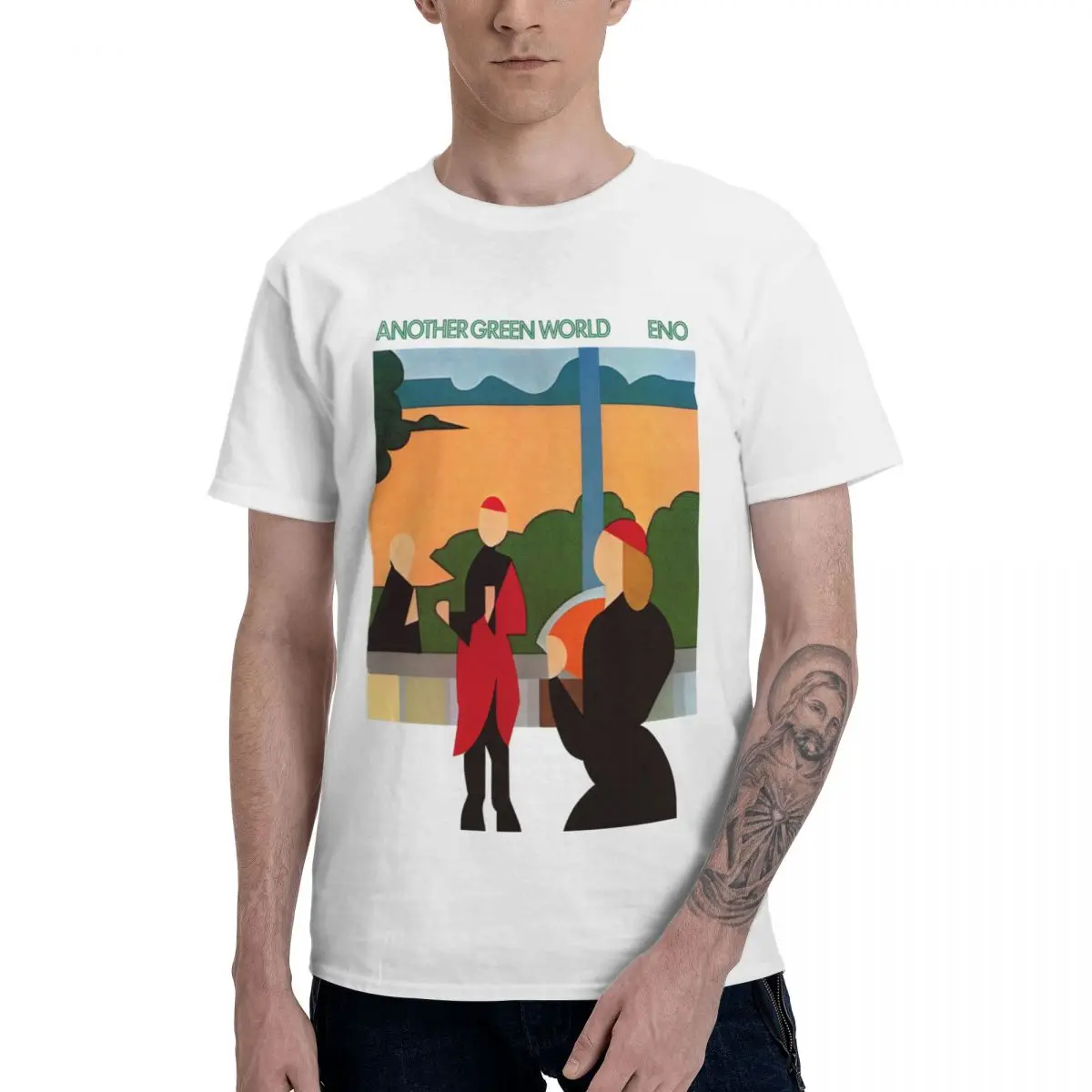 

Brian Eno Another Green World T-Shirt Pure Cotton Round Neck Male T Shirt Short Long Sleeve Oversized Gift Tee Hoodie EU Size