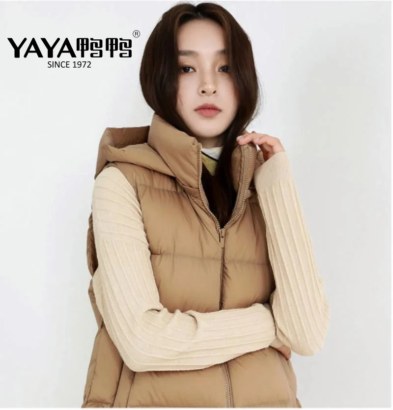 

Women Down vest Warm Fashion Detachable hat Sleeveless Winter Early spring