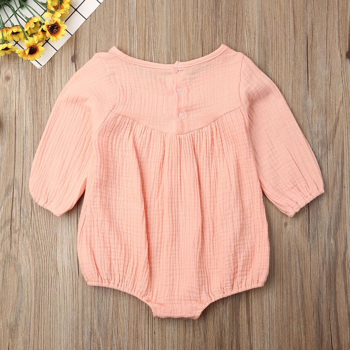 2019 Новый комбинезон для маленьких девочек удобный однотонный с длинными