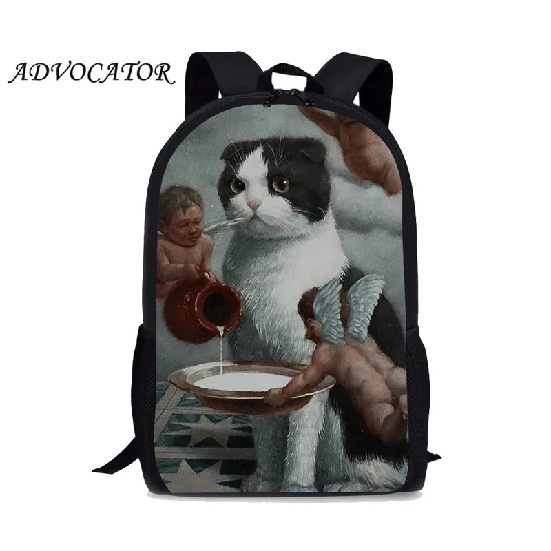 ADVOCATOR Cute Cat Photo Style Kids Backpack Children School Bags Girls Boys Bookbag Casual Bags for Men Women Mochila Escolar