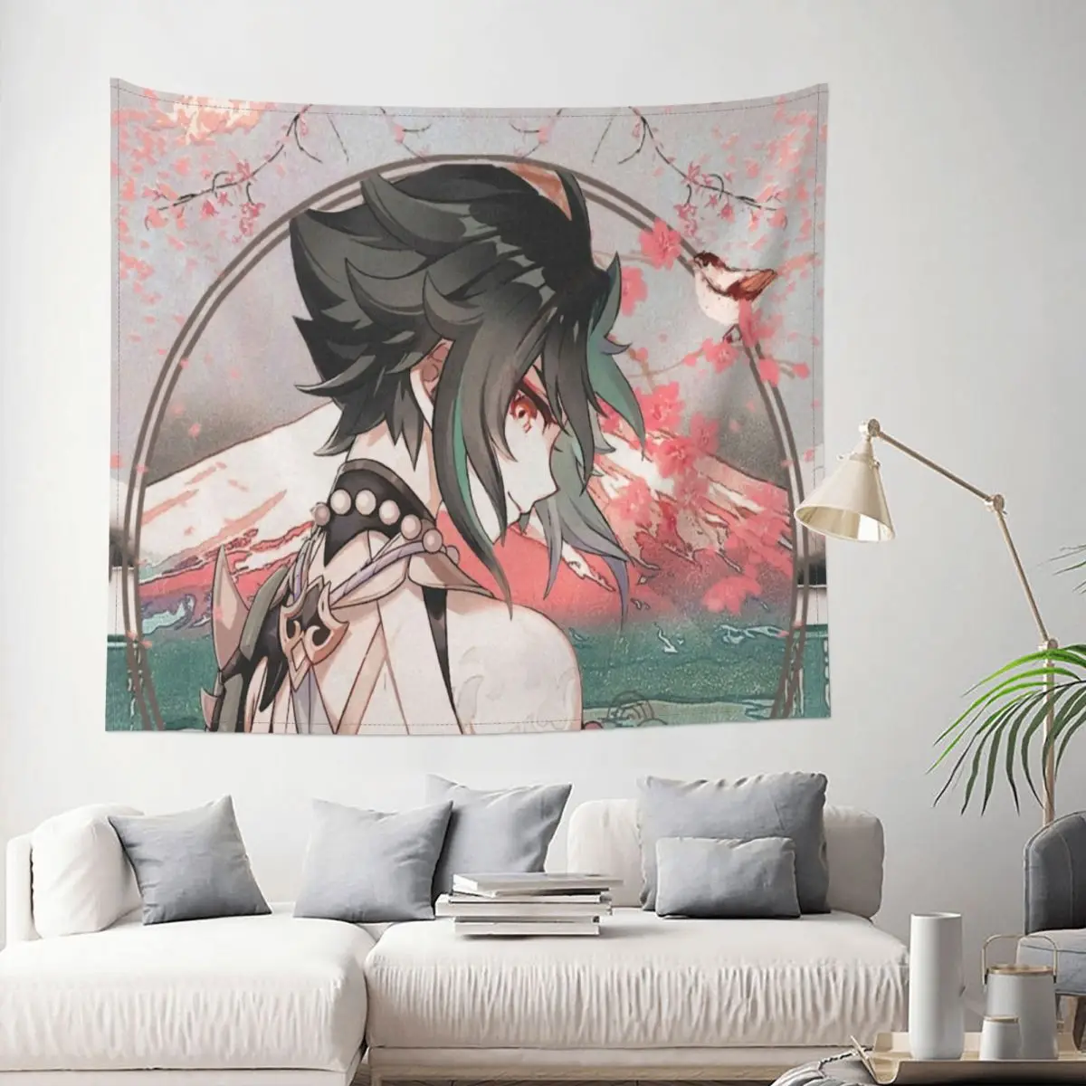 

Xiao Tapestry Genshin Impact Anime Game Decoration Wall Room Home Decor Hanging Living room Kawaii Cartom Pattern