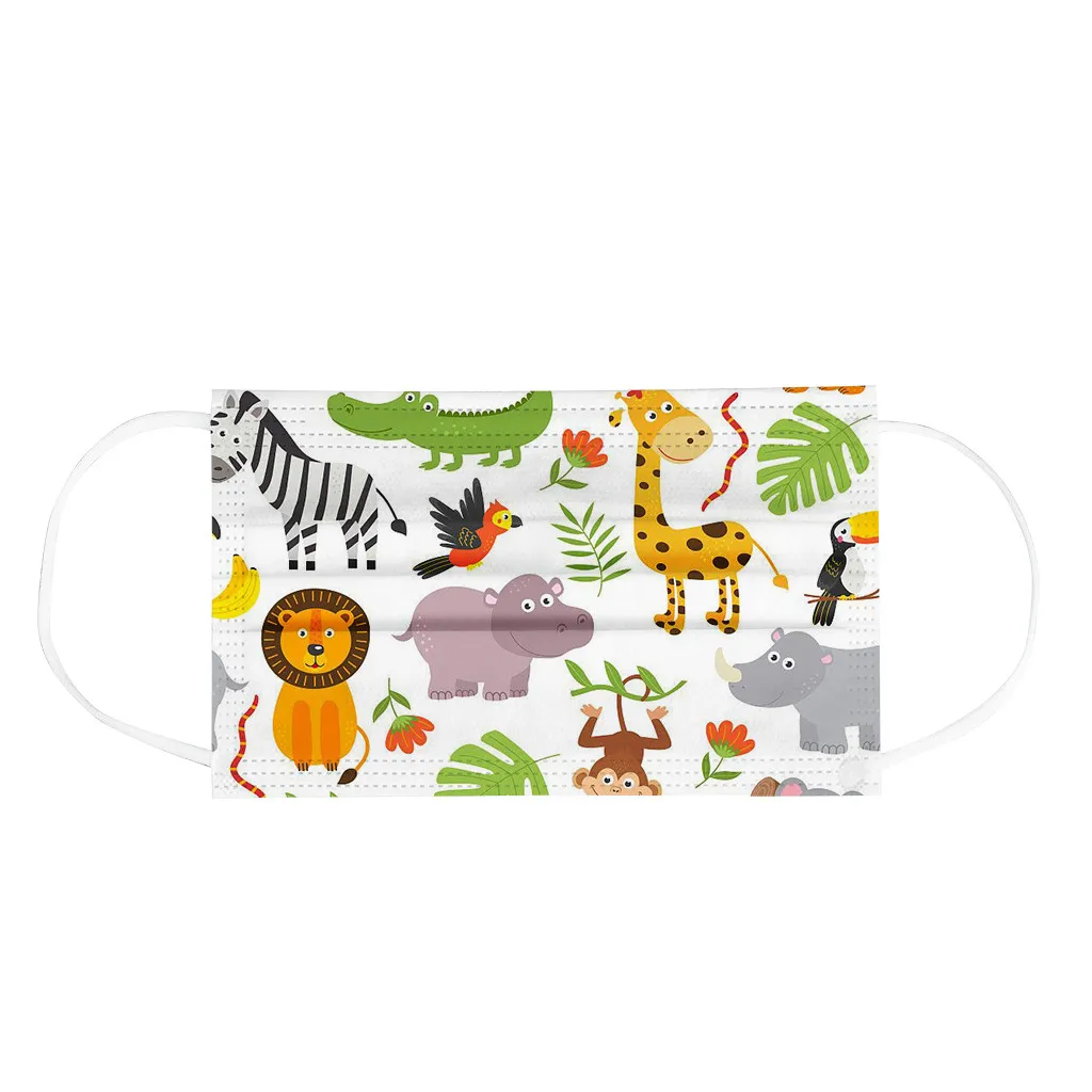 

10/20/30/50/60/100pcs Face Masks Children's Cartoon animal Breathable Mouth Mask Disposable Three-layer Face Cover Mascarilla