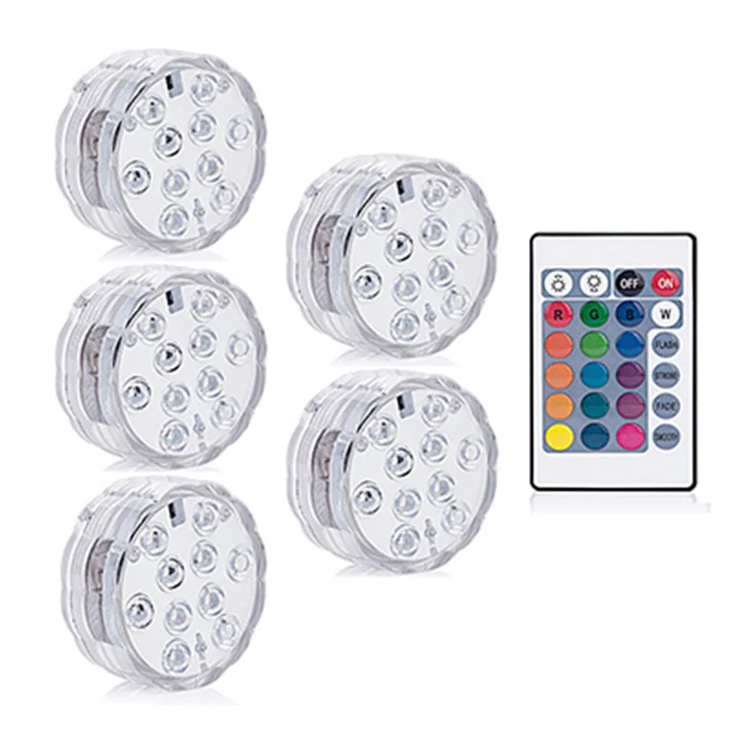 5 lamp 1controller 10 шт. в упаковке, погружной светильник, лампа с дистанционным управлением, RGB, на батарейках, подводный ночник, напольная ваза, садовые, вечерние, Декор - Цвет: 5 lamp 1controller
