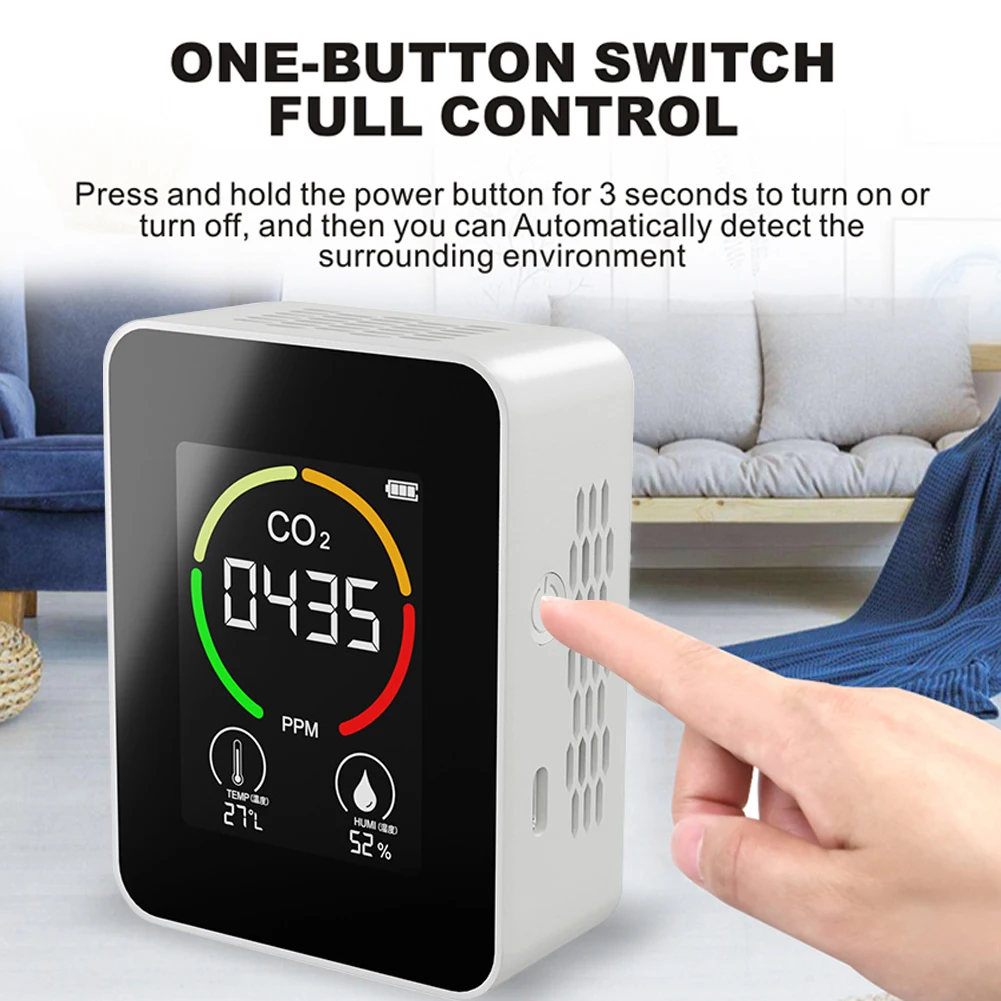 Indoor Intelligent CO2 Detector Thermohygrometer Home Digital Air Quality Analyzer Household Pollution Monitor | Инструменты