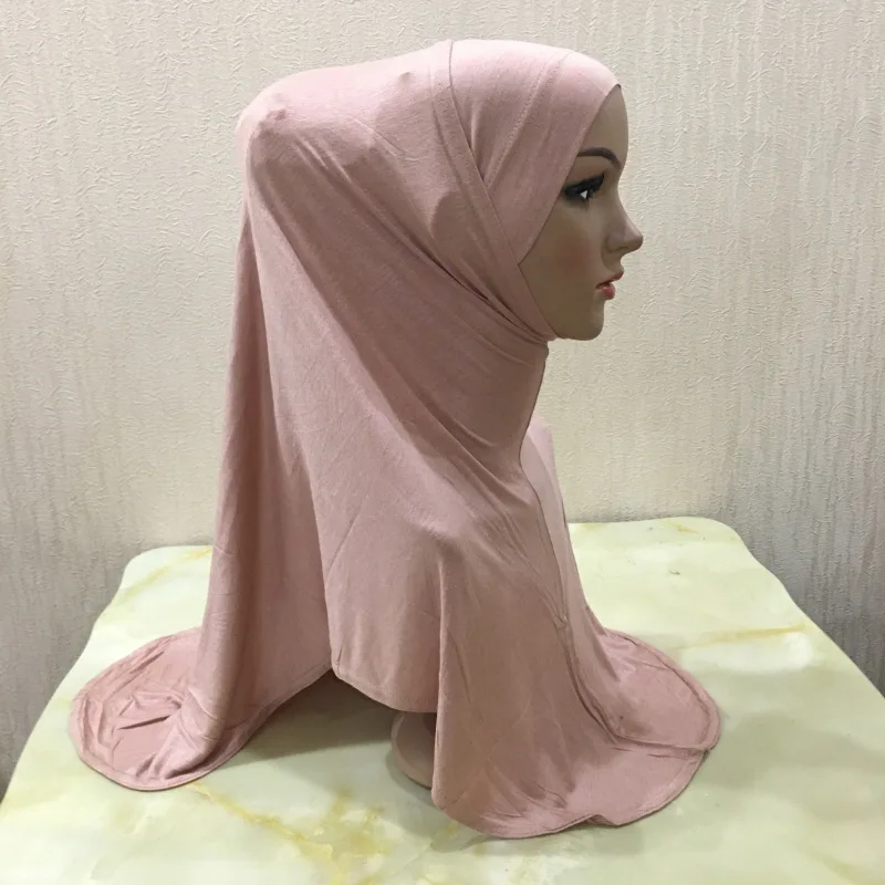 

Muslim Women Hijab Soft Mercerized Cotton Two-Piece Suit Worship Scarf Breathable Gauze Solid Color Bottom Cap Outer Headgear