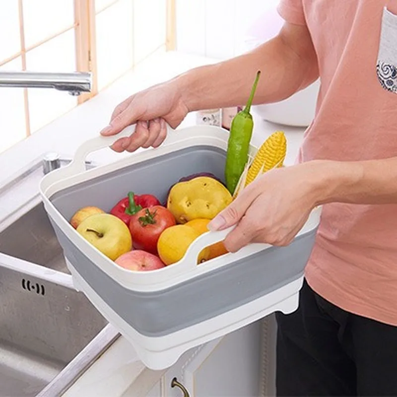 

Creative Foldable Bucket Washbasin Fruit and Vegetable Cleaning Basket Kitchen Portable Storage Basket Washing Vegetable Basket