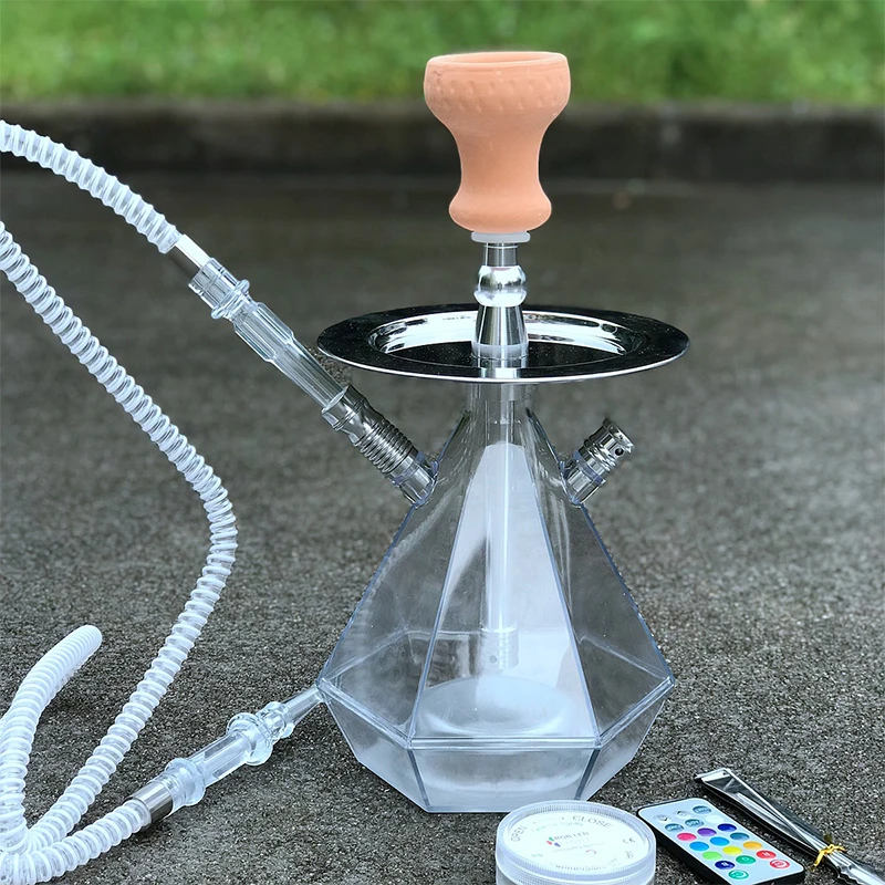 

Acrylic Hookah Cup Set With LED Light Shisha Pipe Hose Stainless Steel Bowl Charcoal Holder Portable Shisha Set Chicha Narguile