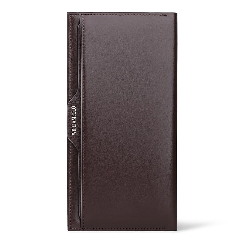Бумажник поло WILLIAM мужской длинный тонкий кожаный кошелек с противоугонной