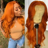 alipretty 13%c3%974 lace frontal wig for women pre plucked transparent lace peruvian 350 orange colored human hair wigs