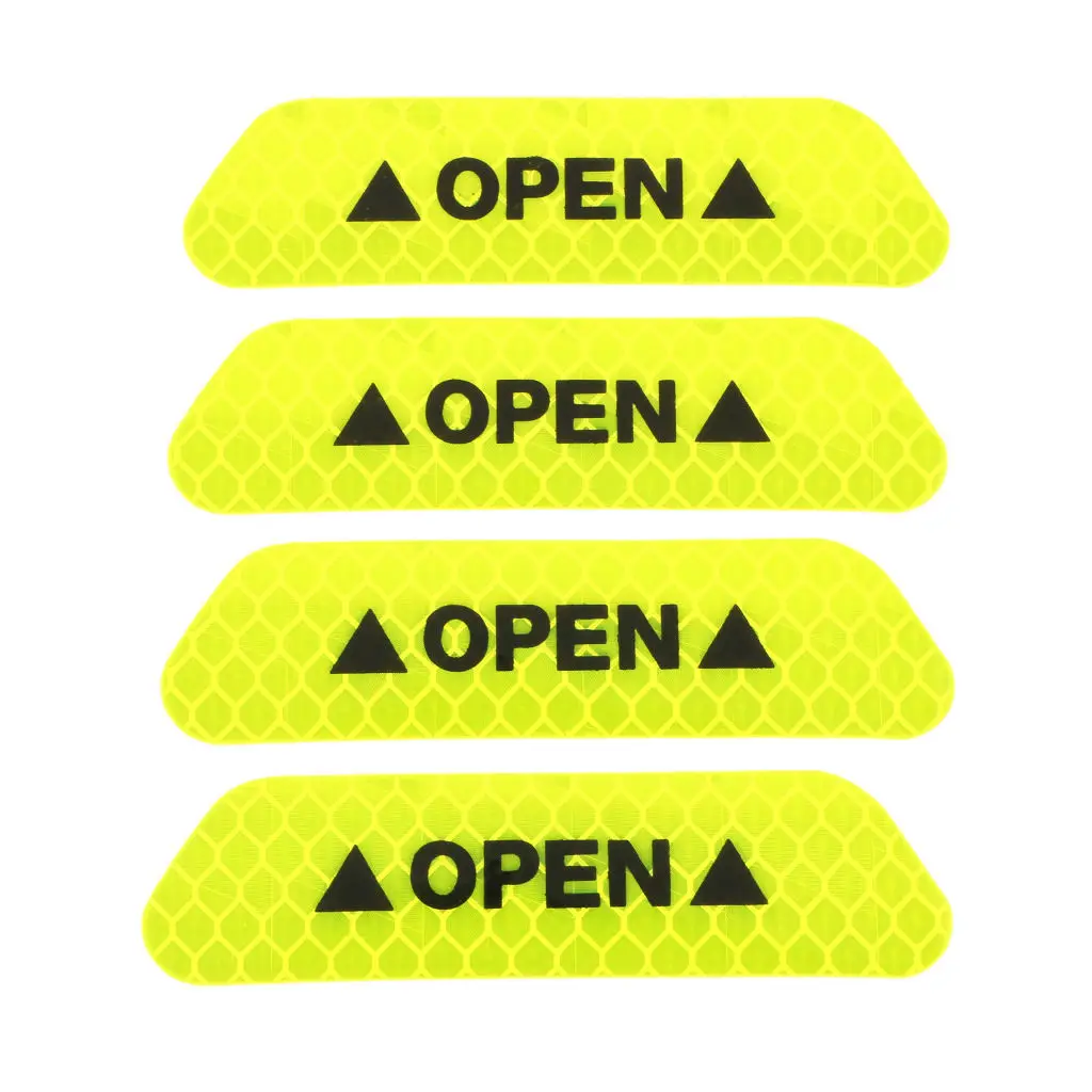 

4 Pieces Car Door Safety Reflective Open Sign Warning Mark Sticker Car Styling Light Luminous Night Tapes Accessories