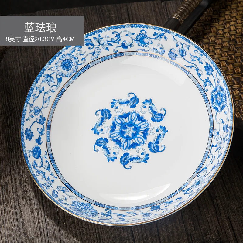 Ручная Роспись Цзиндэчжэнь Золотая эмалированная тарелка из костяного фарфора