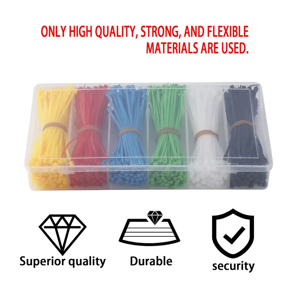 900 штук. Нейлоновые кабельные стяжки с самоблокирующимся замком. Черные белые