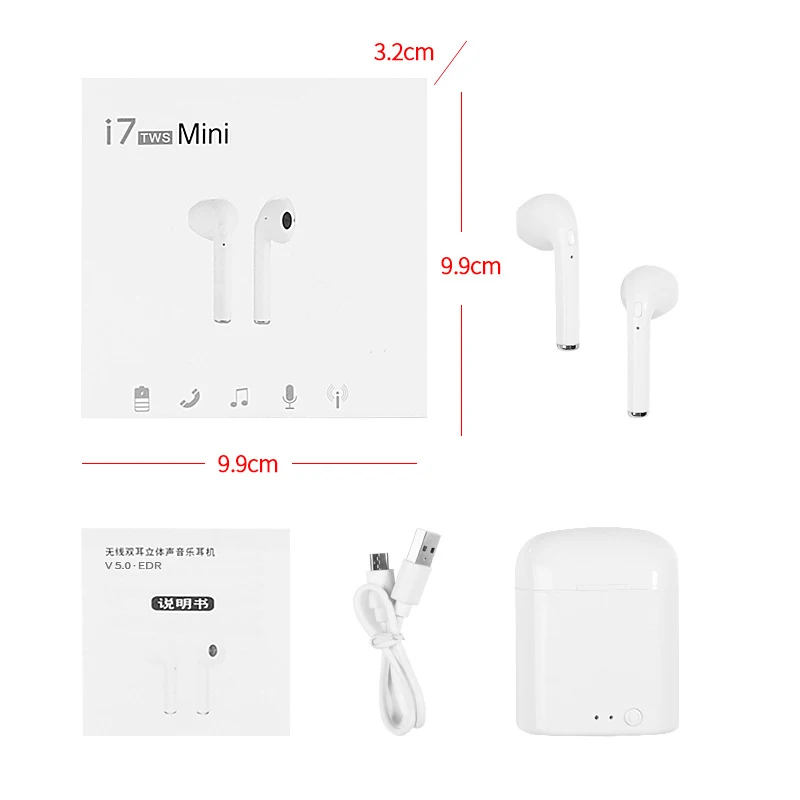 I7s Tws беспроводные наушники Bluetooth вкладыши гарнитура с зарядным устройством для