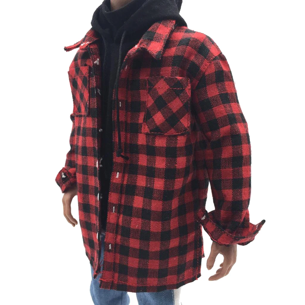 

1:6 15cm Plaid Shirt Male Jacket for 12inch HT Kumik Action Figures