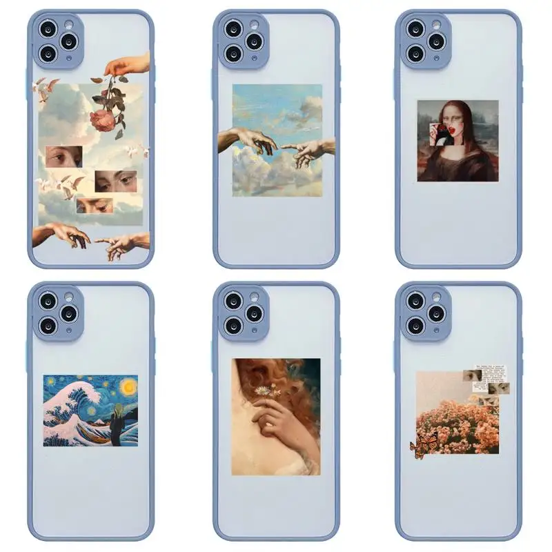

Art Aesthetic Phone Case For iphone 13 12 11 Pro Max Mini XS 8 7 Plus X SE 2020 XR Matte Transparent Light gray Cover