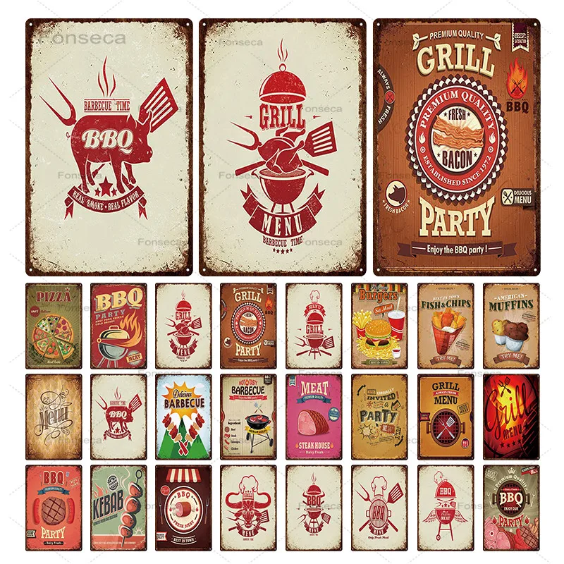 Барбекю знаки Винтаж металлическая Жестяная Табличка с надписью Dad's BBQ плакат