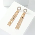 Женские серьги с кисточками, длинные металлические висячие серьги с кристаллами, геометрический дизайн, 2021