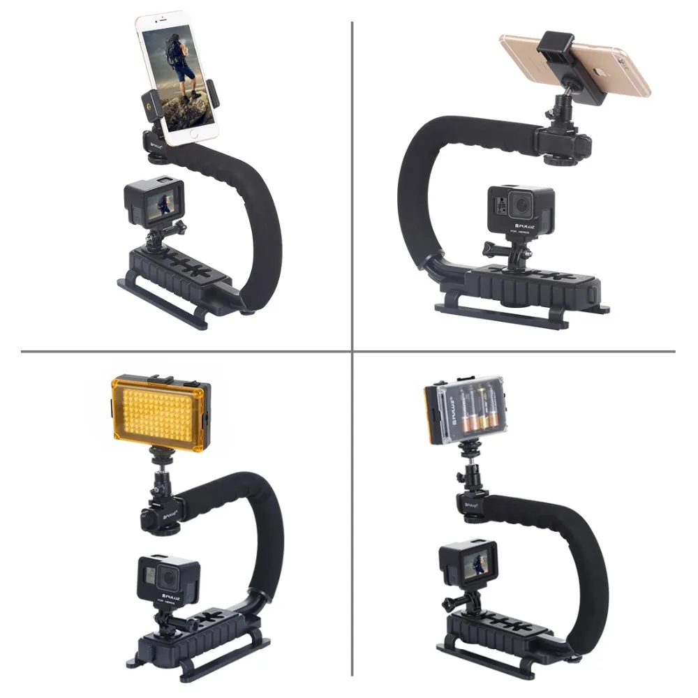 PULUZ для Steadycam U-Grip c-образная рукоятка Стабилизатор камеры w/h штатив головка телефона Зажим адаптер для Steadicam DSLR Стабилизатор