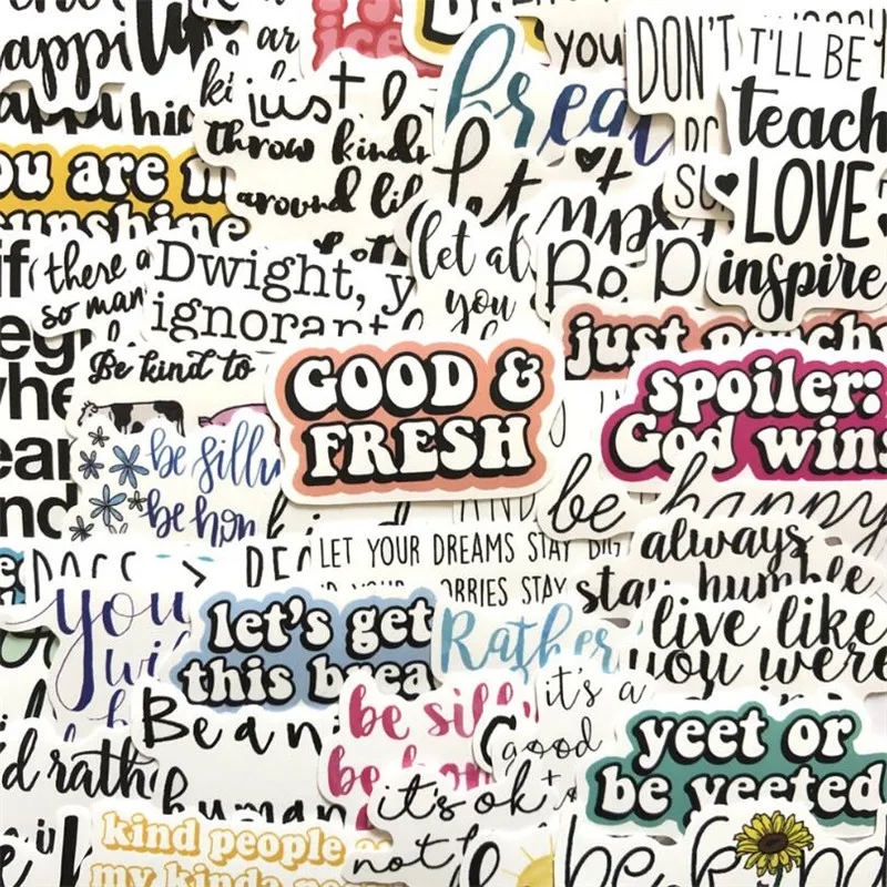 

10/30/50PCS Inspirational Text Mobile Phone Waterproof Graffiti Notebook Computer English Helmet Sticker Decoration Wholesale
