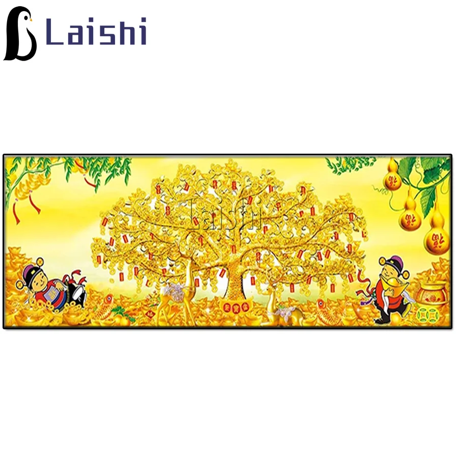 

Full Square round drill Cartoon money tree gold ingot Diamond painting Diamond embroidery Cross stitch resin office wall decor