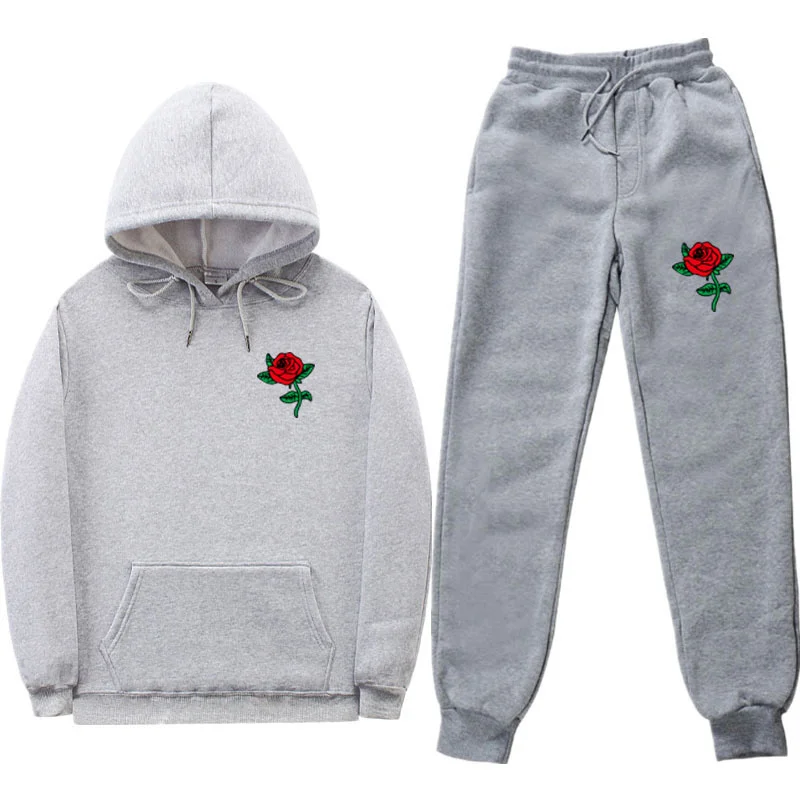 

New Harajuku Poison Rose Print Hoodies Tracksuits Suit High Quality Leisure Sports SuitMen Women Hip Hop Streetwear Clothing Se