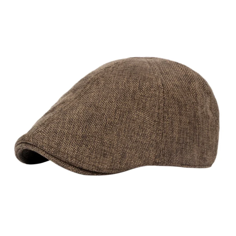 

Classic Glof Hat Gentlemen breathable retro duck hat Men's forward cap British wind coarse linen beret