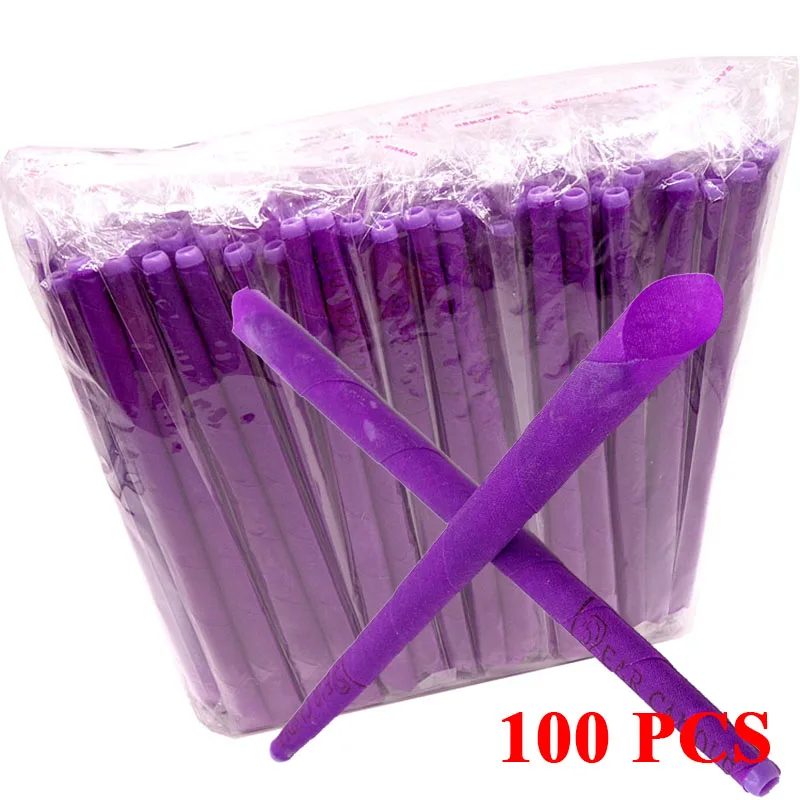 

100Pcs/Set purple Ear Cleaner Wax Removal Ear Candles Treatment Care Healthy Horn with Earplugs