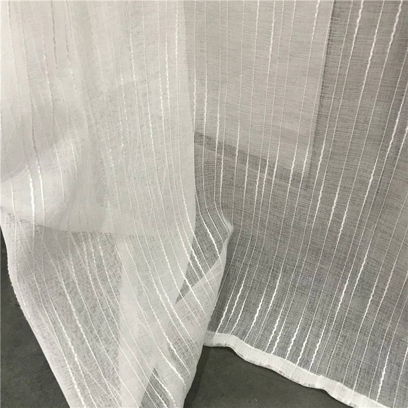 Современный белый тюль полосатые шторы для Гостиная украшения в Корейском стиле