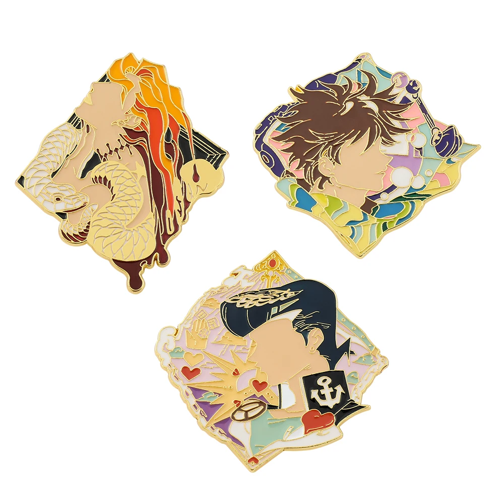 Anime JOJOS Bizarre Adventure Cartoon Character Enamel Brooch Pin Higashikata Josuke Cujoh Jolyne DIO Women's Badges | Украшения и