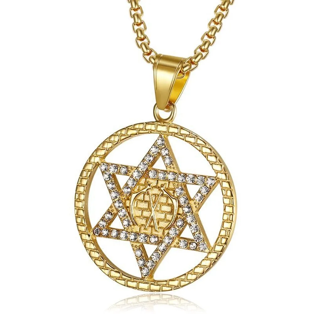 

Bling Bling Star of David Necklaces & Pendant for Men Women Silver Color Stainless Steel Fashion Hip Hop Jewelry