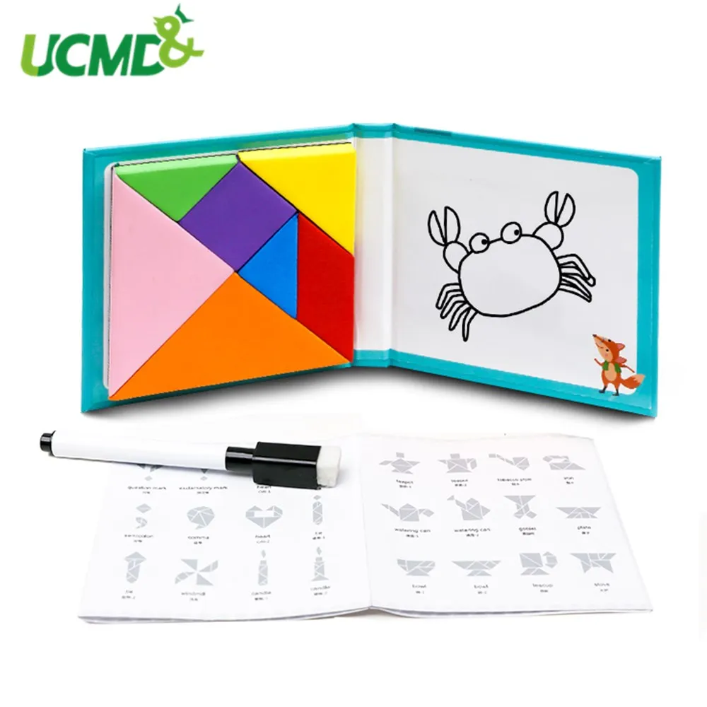 

Magnetic Tangram Puzzle Jigsaw Montessori Educational Toy Puzzles Drawing Board Learning Challenge For Kids Children Gifts Toys