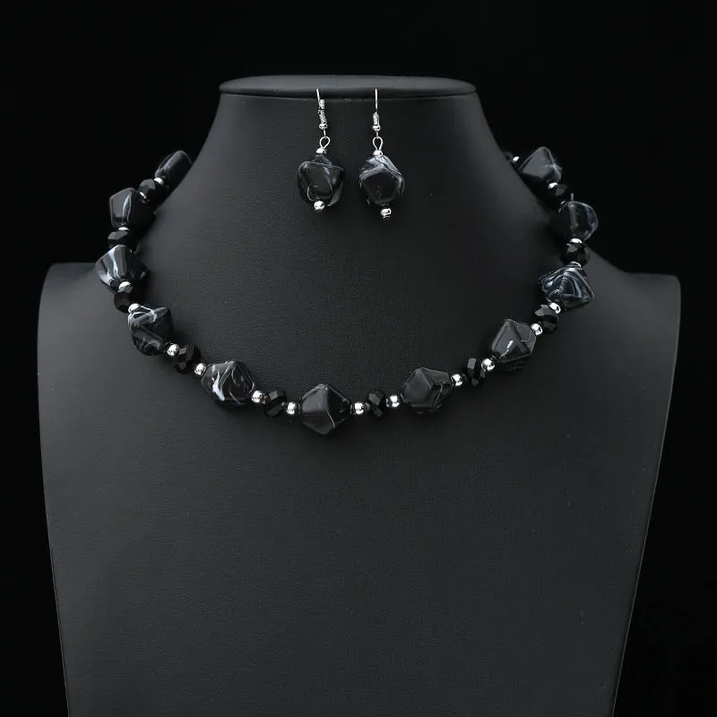Bride Wedding Acrylic Jewelry sets Necklace Earrings Sets Small Jewelry Accessories necklace earring set for women gift - Окраска металла: KFB0472-3