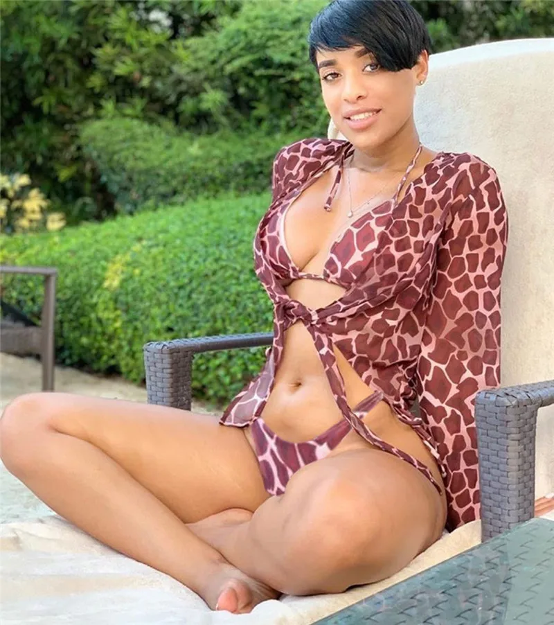 3 шт. женские бикини с длинным рукавом и высоким вырезом | Женская одежда