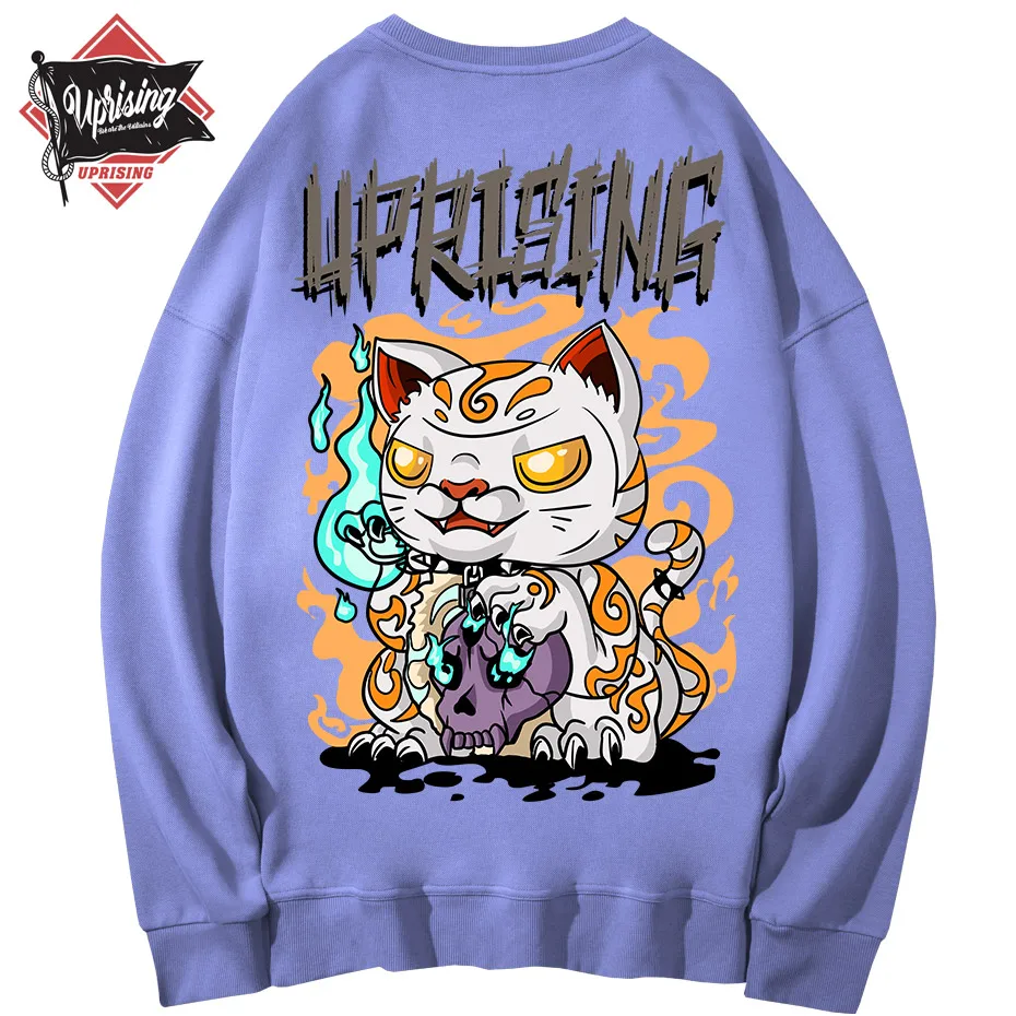 

Толстовка мужская в стиле панк-рок, Модный свитшот с черным котом, готический стиль, большие размеры, уличная одежда Сатаны