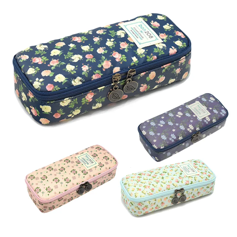 

Pencil Case, Pen Bag Makeup Pouch Zipper Box Office Organizer Rose Floral,