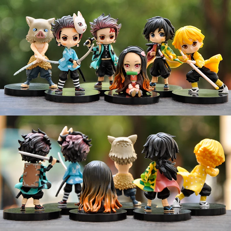 

6pcs/set Japan Anime 6cm Demon Slayer Kimetsu No Yaiba Figure Q Posket Kamado Tanjirou Kamado Nezuko Agatsuma Figure Toys